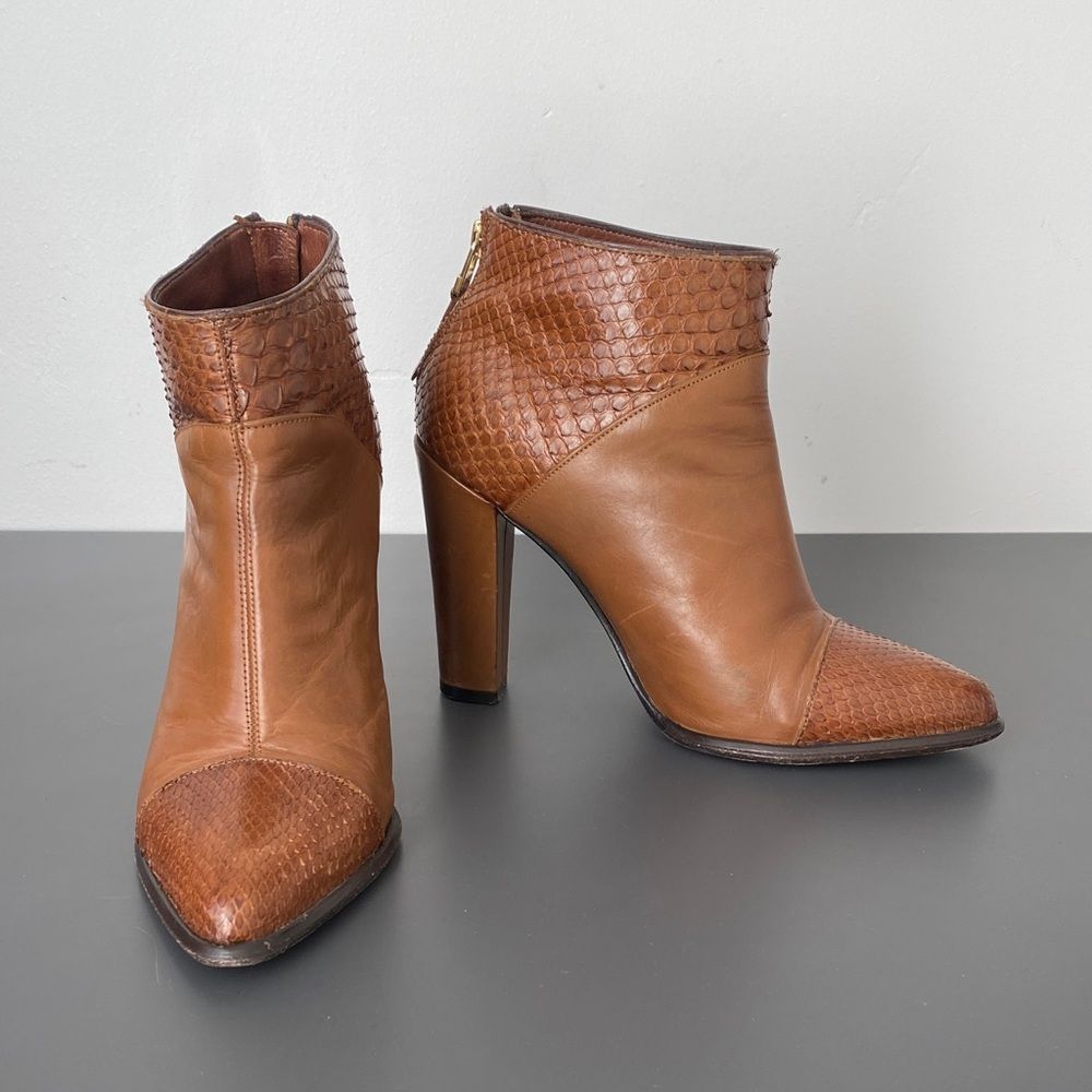 Franco Cuadra Brown Snake Skin Ankle Boots Sz 23.5 (Us 6.5) Boho Western Cowgirl